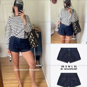 ZARA ZW WOMAN SS25 TAILORED COLLECTION JEAN SHORTS PLEATED S M 5216/070/407